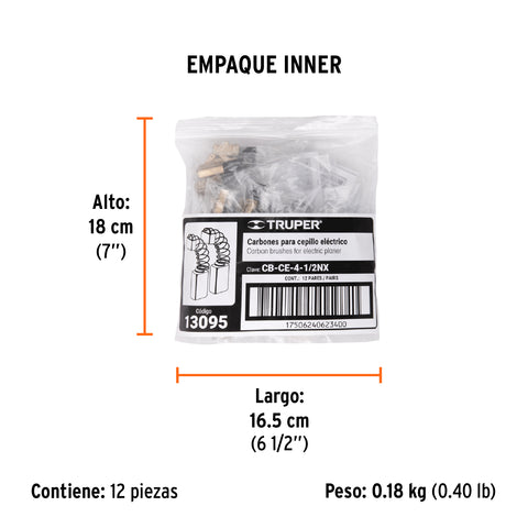 Bolsa con 2 carbones de repuesto para CEPEL-4-1/2NX, TRUPER | CB-CE-4-1/2NX | 13095