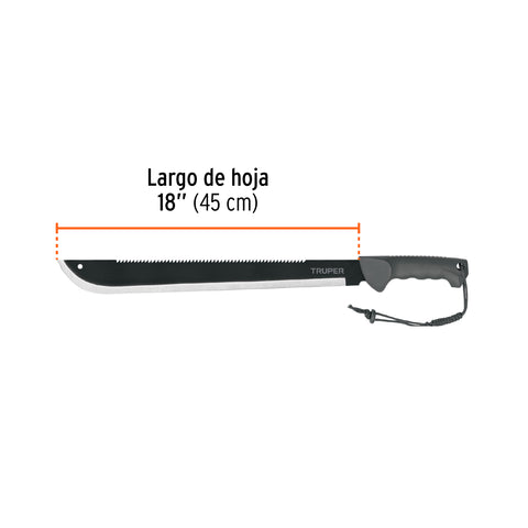 Machete doble filo 18', cacha inyectada, con funda, TRUPER | MACH-18X | 13098