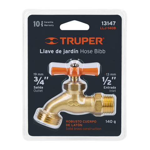 Llave p/manguera, de latón 140g, 1/2', blíster, TRUPER | LLJ-140B | 13147