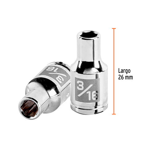 Dado de 3/16', 6 puntas, cuadro 1/4', Truper | D-1406 | 13154
