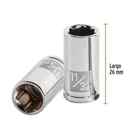 Dado de 11/32', 6 puntas, cuadro 1/4', Truper | D-1411 | 13159