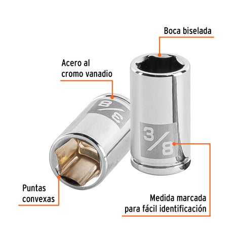 Dado de 3/8', 6 puntas, cuadro 1/4', Truper | D-1412 | 13160