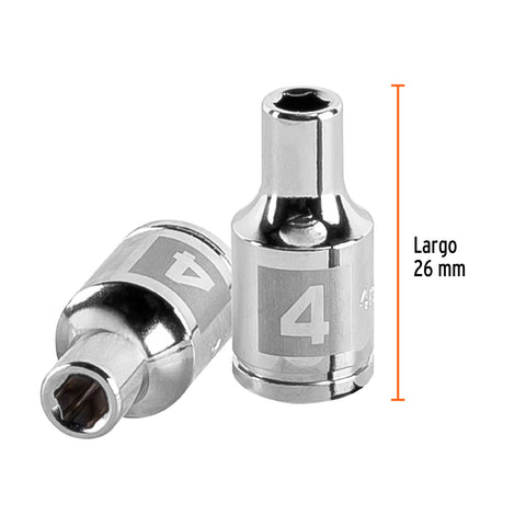 Dado de 4 mm, 6 puntas, cuadro 1/4', Truper | D-1404-M | 13166