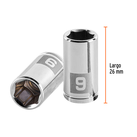 Dado de 9 mm, 6 puntas, cuadro 1/4', Truper | D-1409-M | 13171