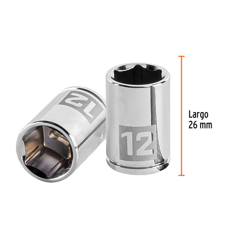 Dado de 12 mm, 6 puntas, cuadro 1/4', Truper | D-1412-M | 13174