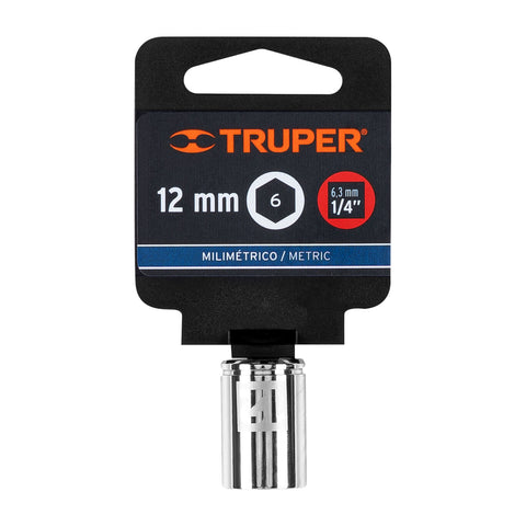 Dado de 12 mm, 6 puntas, cuadro 1/4', Truper | D-1412-M | 13174
