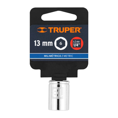 Dado de 13 mm, 6 puntas, cuadro 1/4', Truper | D-1413-M | 13175