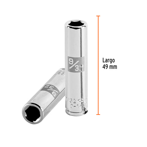 Dado largo de 9/32', 6 puntas, cuadro 1/4', Truper | D-1409-L | 13183