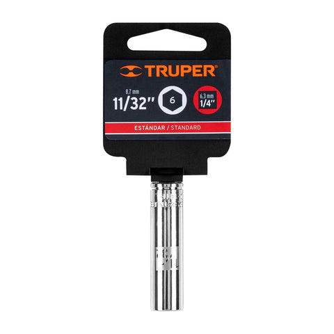 Dado largo de 11/32', 6 puntas, cuadro 1/4', Truper | D-1411-L | 13185