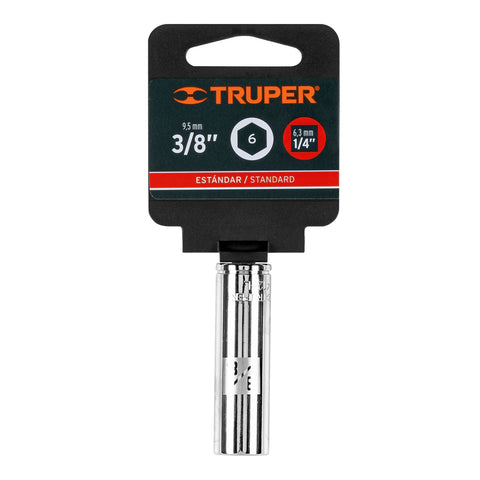 Dado largo de 3/8', 6 puntas, cuadro 1/4', Truper | D-1412-L | 13186