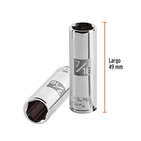 Dado largo de 7/16', 6 puntas, cuadro 1/4', Truper | D-1414-L | 13187