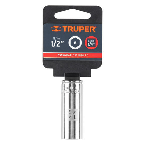 Dado largo de 1/2', 6 puntas, cuadro 1/4', Truper | D-1416-L | 13188