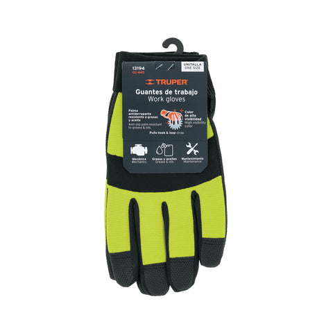 Guantes mecánico, alta visibilidad, palma poliuretano, verde | GU-645 | 13194