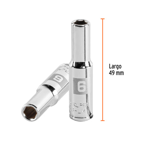 Dado largo de 6 mm, 6 puntas, cuadro 1/4', Truper | D-1406-LM | 13200