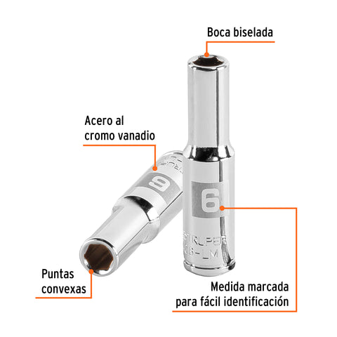 Dado largo de 6 mm, 6 puntas, cuadro 1/4', Truper | D-1406-LM | 13200