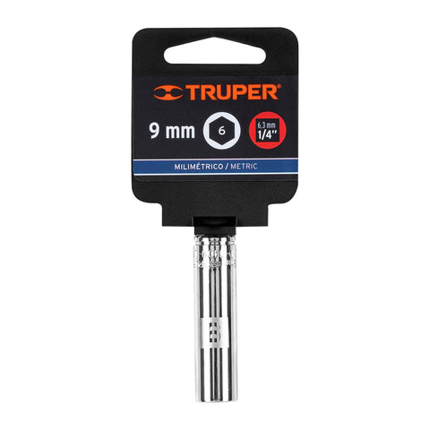 Dado largo de 9 mm, 6 puntas, cuadro 1/4', Truper | D-1409-LM | 13203