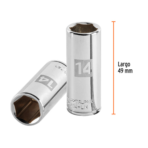 Dado largo de 14 mm, 6 puntas, cuadro 1/4', Truper | D-1414-LM | 13208