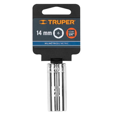 Dado largo de 14 mm, 6 puntas, cuadro 1/4', Truper | D-1414-LM | 13208