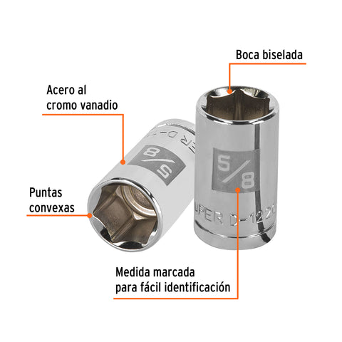 Dado de 5/8', 6 puntas, cuadro 1/2', Truper | D-1220-H | 13234