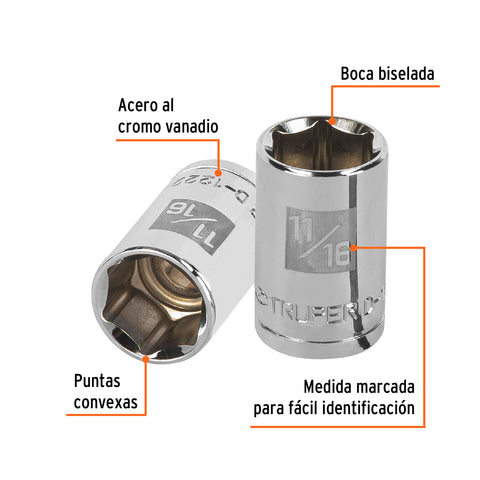 Dado de 11/16', 6 puntas, cuadro 1/2', Truper | D-1222-H | 13235