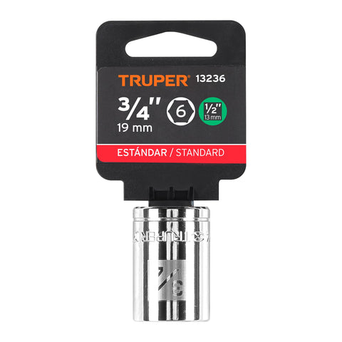 Dado de 3/4', 6 puntas, cuadro 1/2', Truper | D-1224-H | 13236