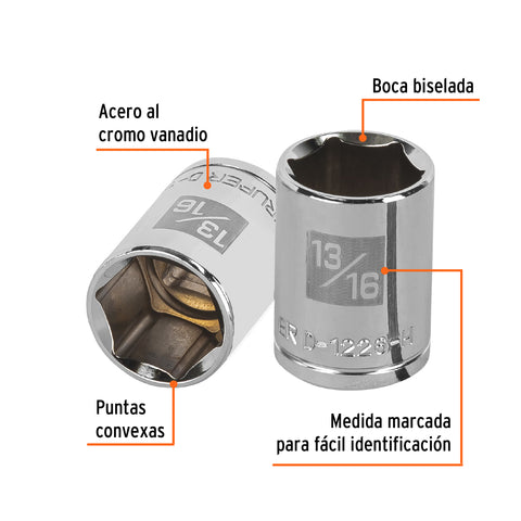 Dado de 13/16', 6 puntas, cuadro 1/2', Truper | D-1226-H | 13237
