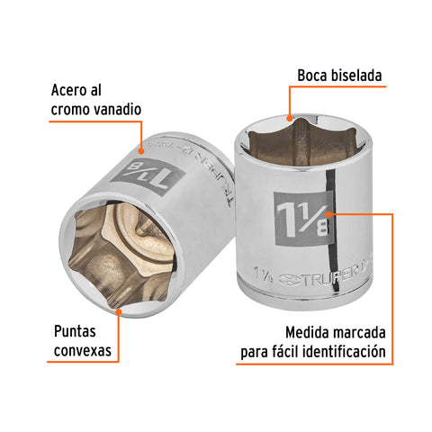 Dado de 1-1/8', 6 puntas, cuadro 1/2', Truper | D-1236-H | 13242