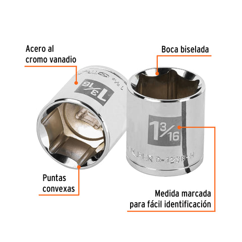 Dado de 1-3/16', 6 puntas, cuadro 1/2', Truper | D-1238-H | 13243
