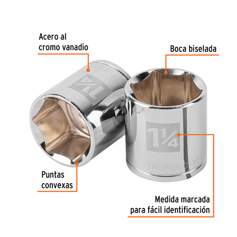 Dado de 1-1/4', 6 puntas, cuadro 1/2', Truper | D-1240-H | 13244