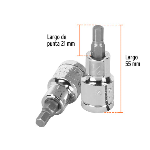 Dado punta hexagonal de 1/4', cuadro 1/2', Truper | D-1241-1/4 | 13251