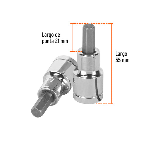 Dado punta hexagonal de 5/16', cuadro 1/2', Truper | D-1241-5/16 | 13252