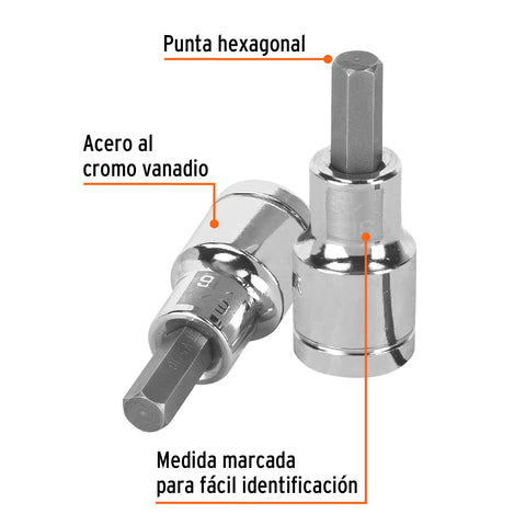 Dado punta hexagonal de 5/16', cuadro 1/2', Truper | D-1241-5/16 | 13252