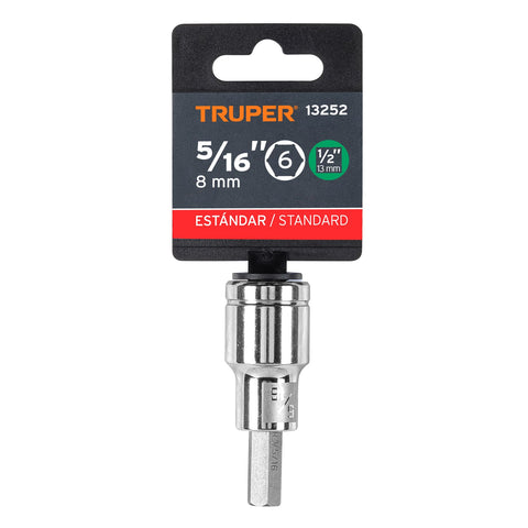 Dado punta hexagonal de 5/16', cuadro 1/2', Truper | D-1241-5/16 | 13252