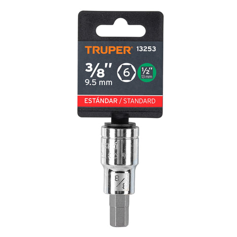 Dado punta hexagonal de 3/8', cuadro 1/2', Truper | D-1241-3/8 | 13253