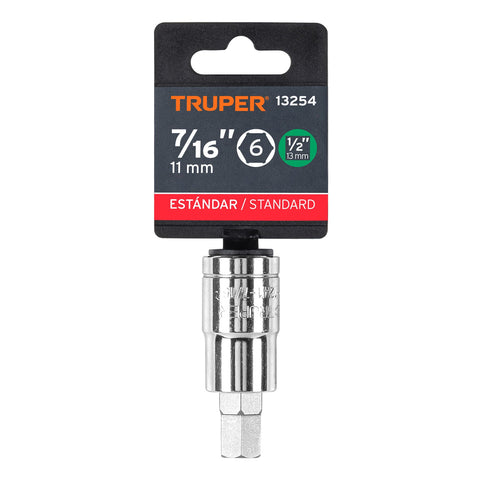 Dado punta hexagonal de 7/16', cuadro 1/2', Truper | D-1241-7/16 | 13254