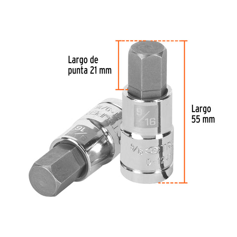 Dado punta hexagonal de 9/16', cuadro 1/2', Truper | D-1241-9/16 | 13256