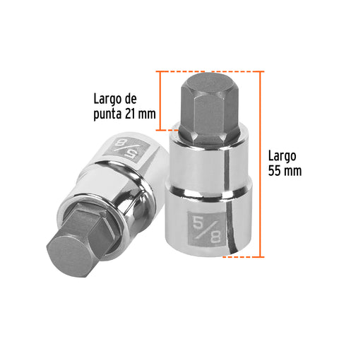 Dado punta hexagonal de 5/8', cuadro 1/2', Truper | D-1241-5/8 | 13257