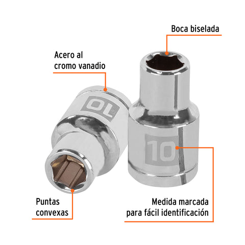 Dado de 10 mm, 6 puntas, cuadro 1/2', Truper | D-1210-M | 13260