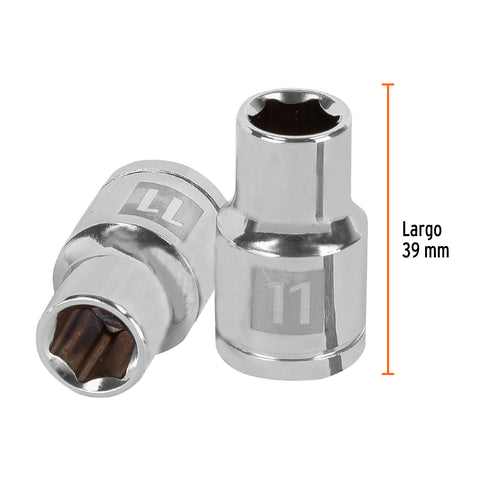 Dado de 11 mm, 6 puntas, cuadro 1/2', Truper | D-1211-M | 13261