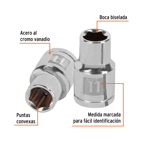 Dado de 11 mm, 6 puntas, cuadro 1/2', Truper | D-1211-M | 13261