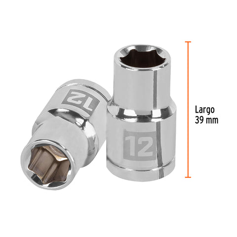 Dado de 12 mm, 6 puntas, cuadro 1/2', Truper | D-1212-M | 13262