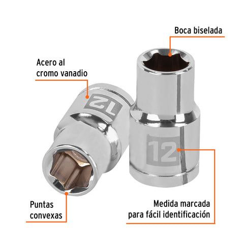Dado de 12 mm, 6 puntas, cuadro 1/2', Truper | D-1212-M | 13262