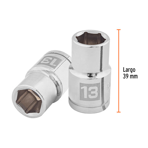 Dado de 13 mm, 6 puntas, cuadro 1/2', Truper | D-1213-M | 13263