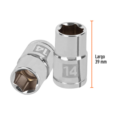 Dado de 14 mm, 6 puntas, cuadro 1/2', Truper | D-1214-M | 13264