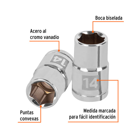 Dado de 14 mm, 6 puntas, cuadro 1/2', Truper | D-1214-M | 13264