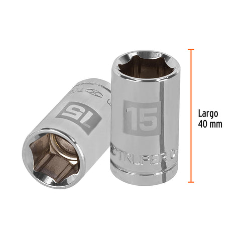 Dado de 15 mm, 6 puntas, cuadro 1/2', Truper | D-1215-M | 13265