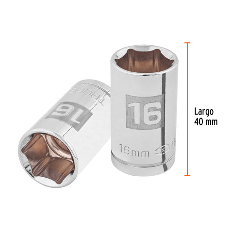 Dado de 16 mm, 6 puntas, cuadro 1/2', Truper | D-1216-M | 13266