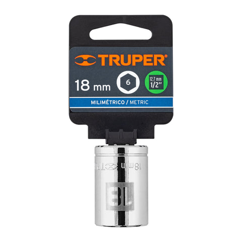 Dado de 18 mm, 6 puntas, cuadro 1/2', Truper | D-1218-M | 13268