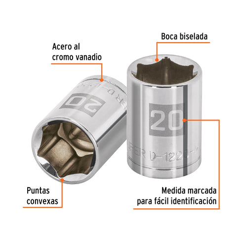 Dado de 20 mm, 6 puntas, cuadro 1/2', Truper | D-1220-M | 13270