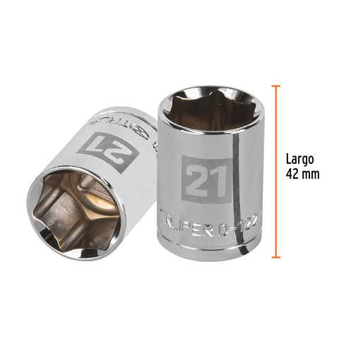 Dado de 21 mm, 6 puntas, cuadro 1/2', Truper | D-1221-M | 13271